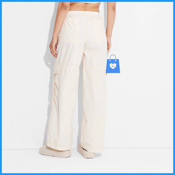 Medium - Womens Mid-Rise Wide Leg Cargo Pants - Wild Fable - Off-White - Picture 6 of 6